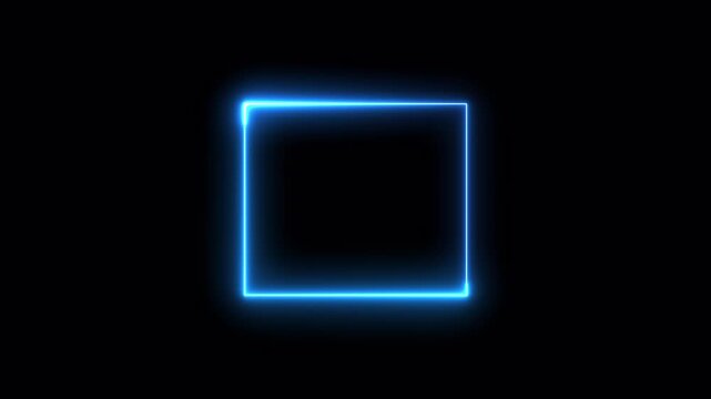 Rectangle animation glowing neon frame background , Neon line box animation, Square rectangle picture frame glowing neon animation on trasparent background.