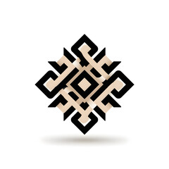 Obraz premium Abstract Geometric Ornament: A captivating abstract geometric ornament, showcasing an intricate interplay of lines and shapes, with a blend of contrasting dark and light tones.