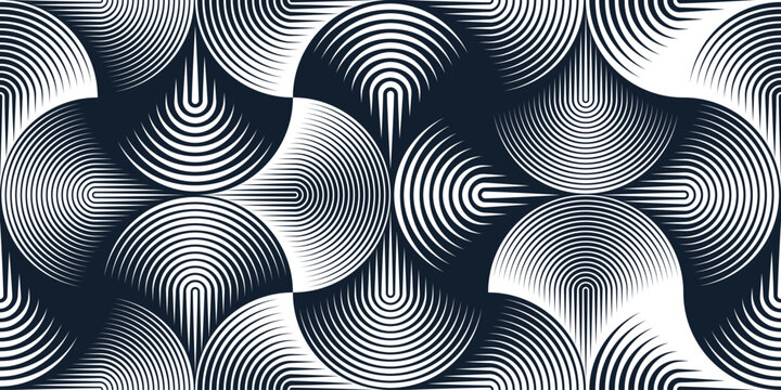 Abstract geometric seamless pattern, hypnotic optical endless wallpaper, monumental architecture element abstract background.