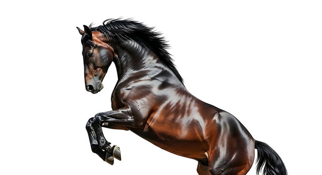 Brown Horse Rearing on Hind Legs.