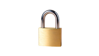 Naklejka premium A shiny brass padlock with a silver shackle against black