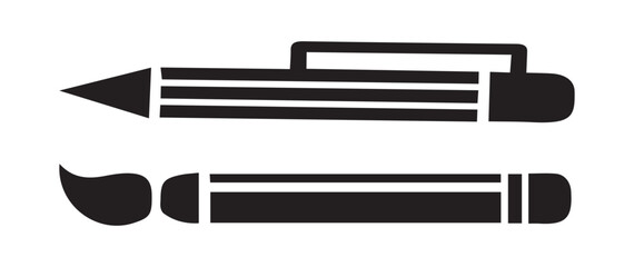 Black and white drawing tools on a white background Vector