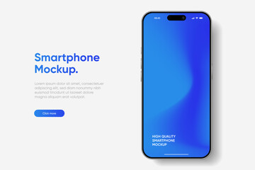 Obraz premium Realistic smartphone mockup. Mobile phone vector with isolated on white background. Device front view. 3D mobile phone with shadow. Realistic, high quality smart phone mockup for ui ux presentation.