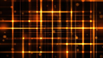 Obraz premium Abstract golden grid pattern with glowing lines and blurred bokeh elements
