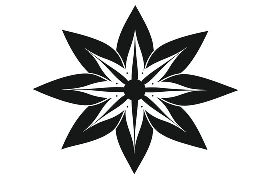 starflower silhouette line art vector illustration