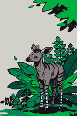 Curious Okapi in Rainforest Clearing © Edik