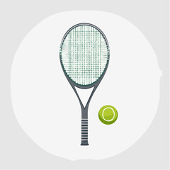 Tennis racket and ball isolated on white background, professional sports equipment