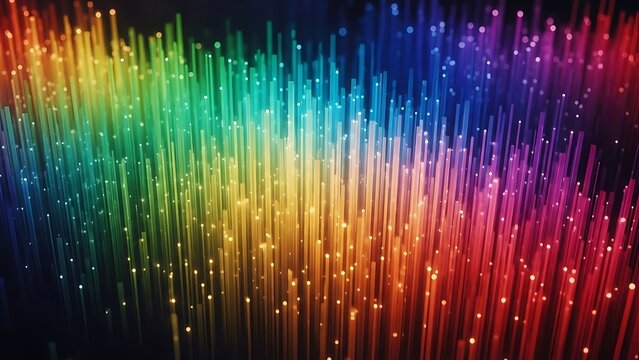 Abstract Rainbow Fiber Optics Light Streaks Background.
