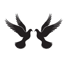 Obraz premium Pigeon Birds in Flight Minimal Icon Design