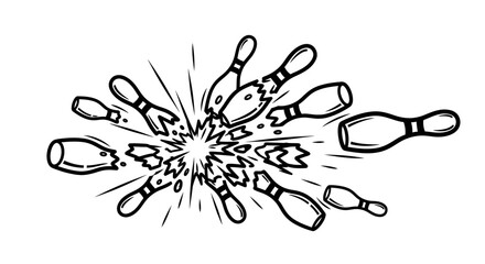 Bowling Pins Scattering with Dynamic Impact Explosion on Isolated White Background © Slamet
