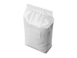 Large white resealable plastic bag with label area isolated transparent background