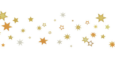 Festive golden stars on a white background, perfect for holiday greetings and celebrations. Great f © vegefox.com