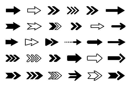 Arrow direction icon collection showing navigation movement and forward progress symbols