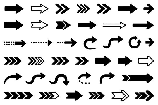 Arrow navigation icon collection with direction symbols for interface movement controls