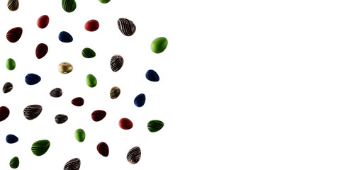 Colorful Easter eggs on a white background, perfect for spring designs, Easter promotions and greetings. Festive and joy © vegefox.com