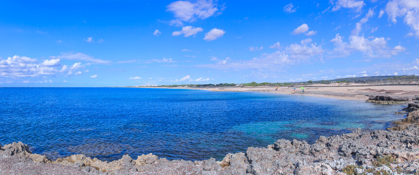 View of Torre Colimena beach near town of Manduria, in Apulia southern Italy.