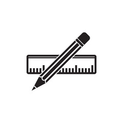 Pencil and ruler vector icon, creativity progect illustration sign. thin line symbol.