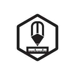 Pencil and ruler vector icon, creativity progect illustration sign. thin line symbol.