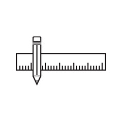 Pencil and ruler vector icon, creativity progect illustration sign. thin line symbol.
