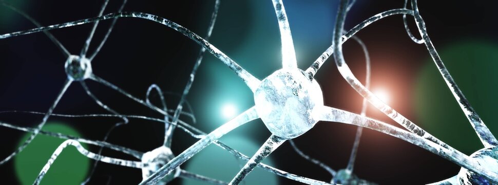 neuron, neuron transmits a signal, nerve node, neural network, 3D rendering