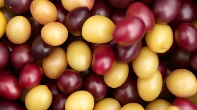 Close-up of colorful plums