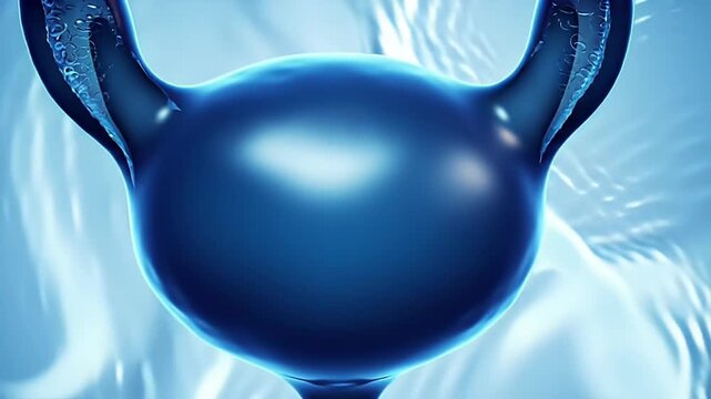 Detailed anatomical illustration of a human urinary bladder with ureters showcasing internal structure and medical concept for healthcare education and scientific presentations