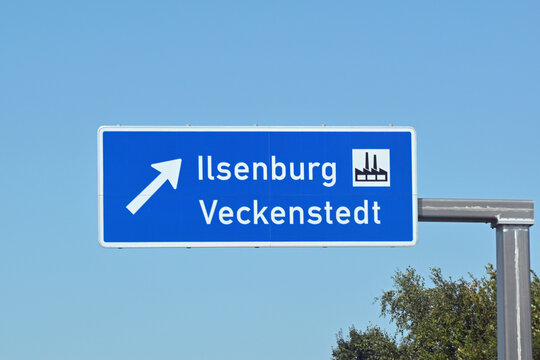 Autobahnschild Ausfahrt Ilsenburg Veckenstedt