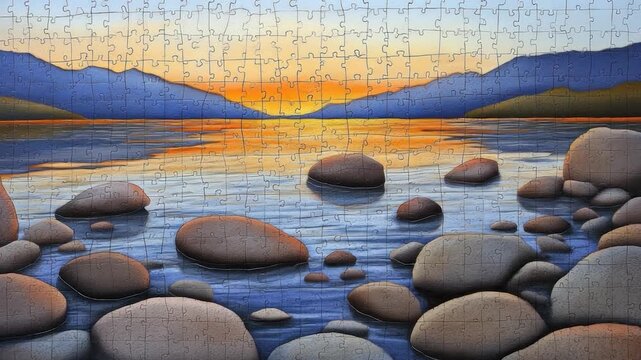 Lakeside Sunset Puzzle
