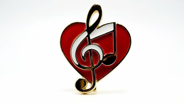 A heart shape features a musical treble clef design. The heart symbolizes love, while the treble clef represents music, merging these two significant themes.