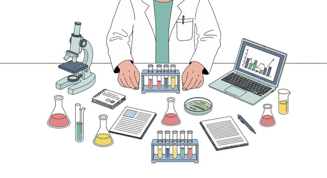 Scientist Conducting Laboratory Research and Experiments.