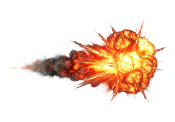 Obraz premium Vibrant orange explosion with flames and smoke isolated on transparent background