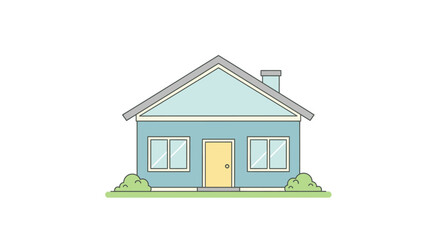 Simple Blue House with Yellow Door.