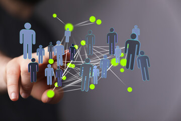 Abstract image depicting a network of people connected, representing concepts of community, teamwork, and digital connec