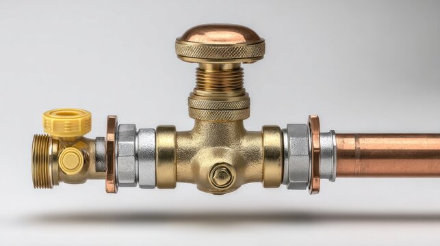 Metallic plumbing parts isolated on white