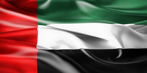 Obraz premium united arab emirates flag - realistic waving fabric flag