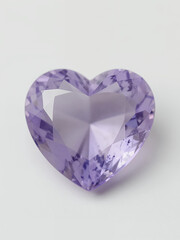 Fototapeta premium Heart-Shaped Purple Gemstone Or Crystal With Faceted Design On A White Background