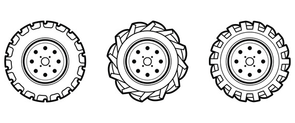  tractor wheel and tire outline vector © MD