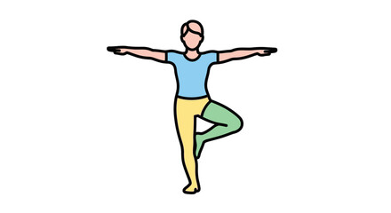 Fototapeta premium Woman Practicing Yoga Tree Pose Illustration.