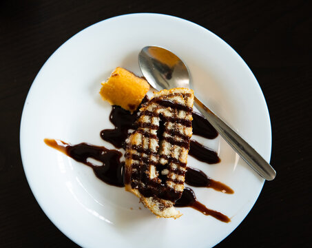 Spanish dessert Brazo de Gitano with filling of nutella