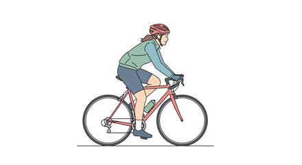 Obraz premium Woman Riding Bicycle Illustration Side View.