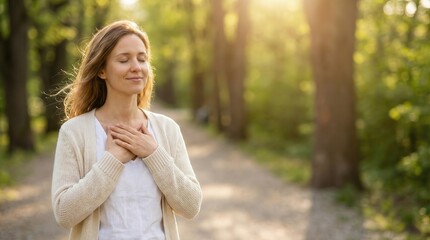 Mindfulness Practice in Park With Warm Sunlight