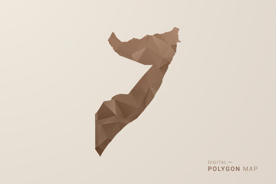 Somalia Map - Polygon Style Vector Illustration in Brown Gradient, Low Poly Geometric Design, Isolated on Beige Background for Infographics and Decoration.
