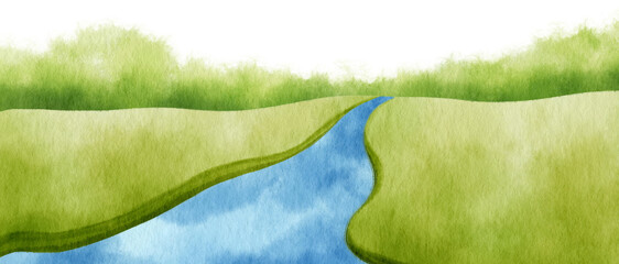 Natural scenery Watercolor hand-painted