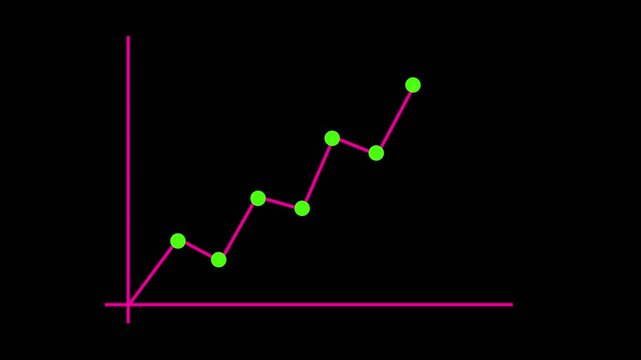 Market Recovery Concept, Successful growth trend blue line graph going Up, Abstract neon line arrow down business graph.