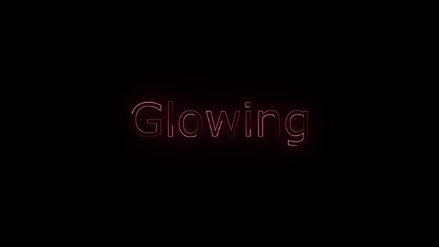 Glowing text icon animation glowing neon red and black color business banner sign font letter word template signboard poster on black background,