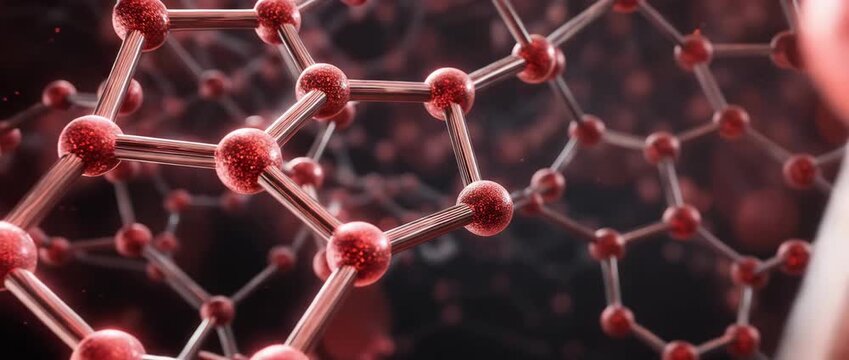 Abstract red molecular structure with glowing bonds