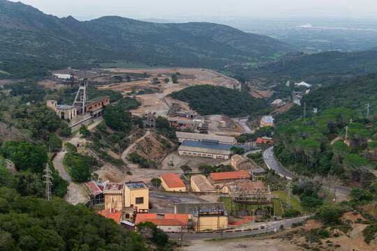 Abandoned mine shaft in montevecchio, sardinia, italy