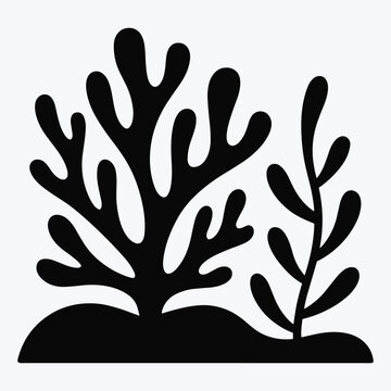 Coral reef illustration with seaweed on ocean floor