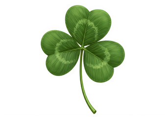 A four-leaf clover with a long stem on St patrick's day a white background. isolated on transparent background, png