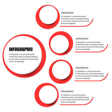 Visual representation of data through infographic elements and circular graphics